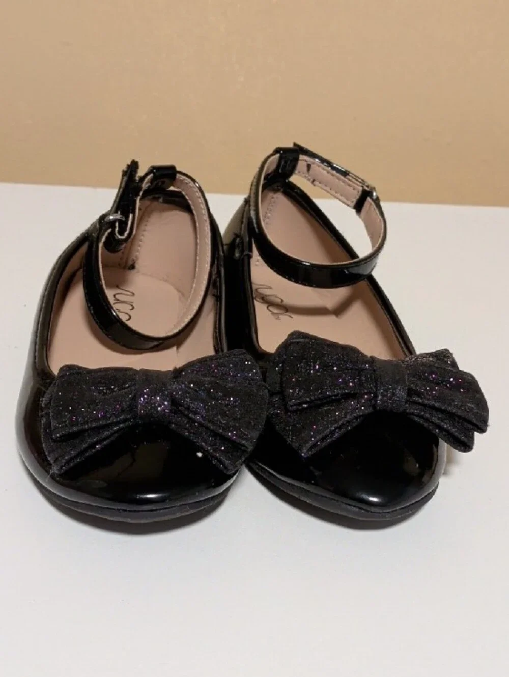 Sugar Black Patent Kids' Bow Ankle-Strap Dress Shoes